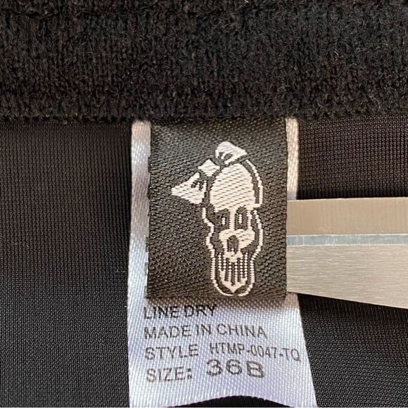 Y2K Morbid Threads Black and Turquoise Corset Bustier Size 36B - Picture 7 of 10